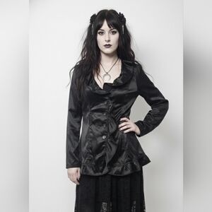 Dots Jacket Black Goth Whimsigoth Satin Ruffle Y2K Punk XL